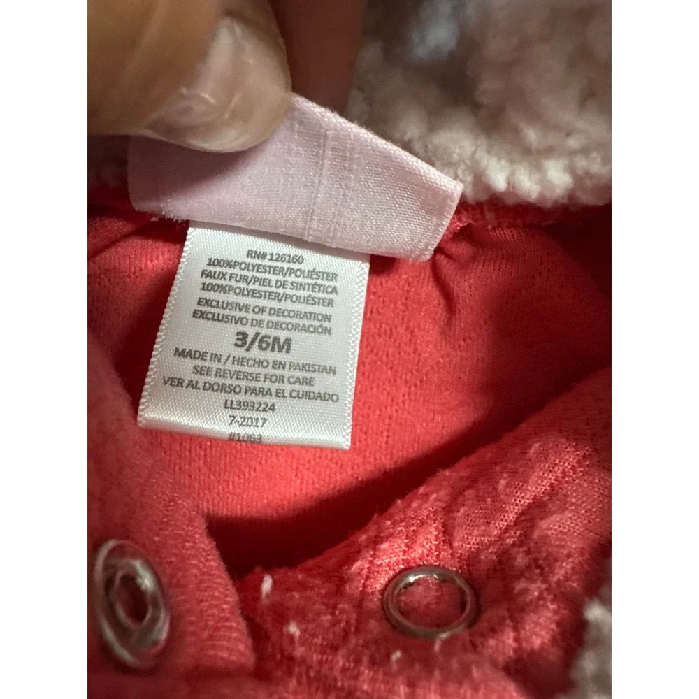 Little Lass Baby Girls Coral Pink Quilted Cable Knit Sherpa Hooded Jacket 3-6M